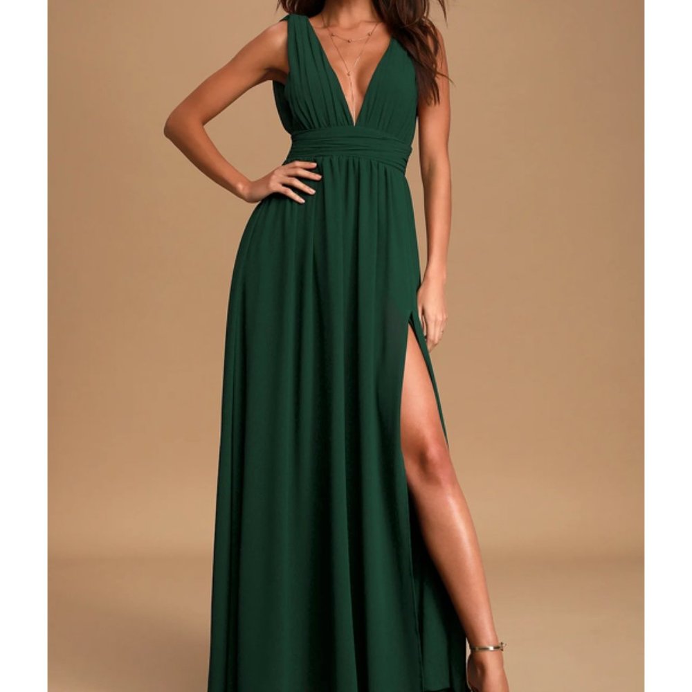 Lulus Heavenly Hues Forest Green Maxi Dress XS